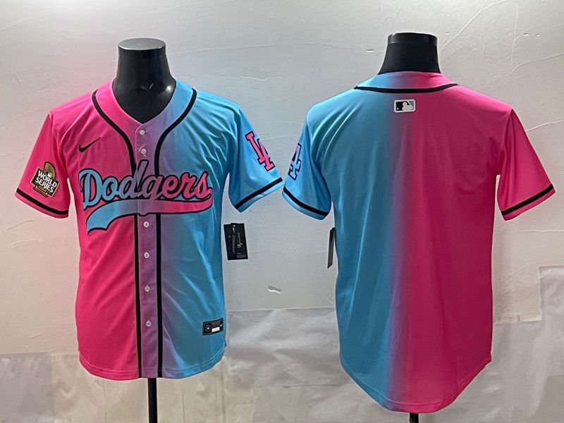 Men 2025 Los Angeles Dodgers Blank Blue pink Game Nike MLB Jersey style 003->los angeles dodgers->MLB Jersey